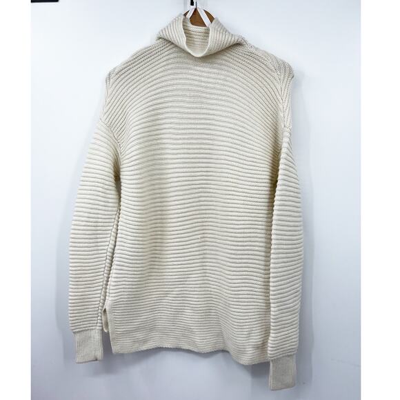 Athleta Sweater  Womens Mock Neck Merino Wool Knit Stretch White Size XS - Picture 4 of 4